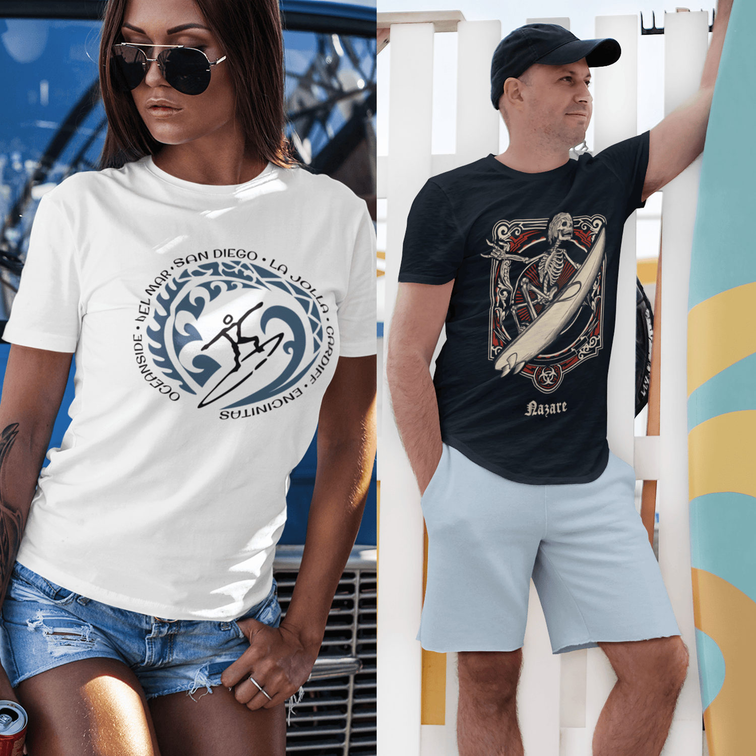 Surfing unisex t-shirts