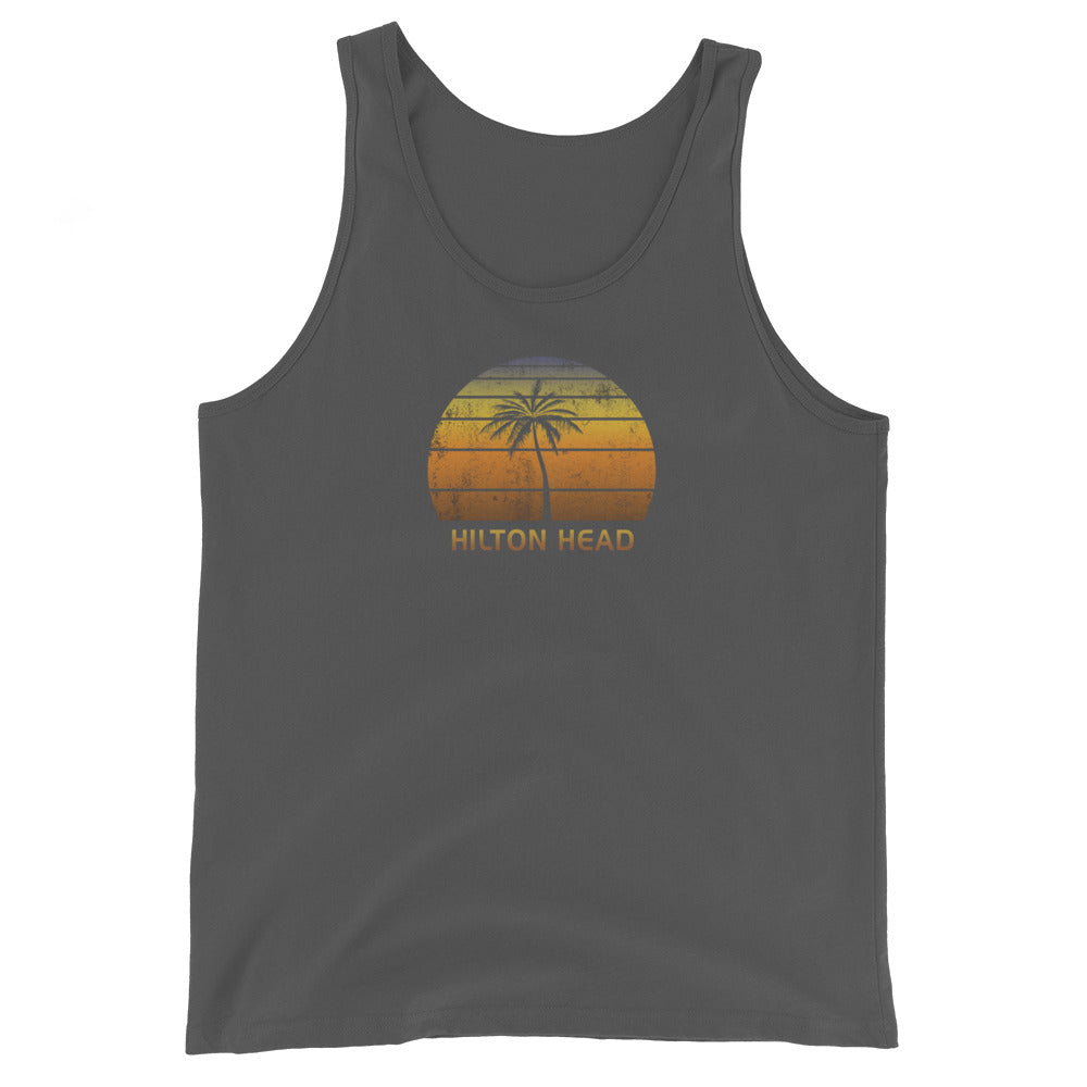 Retro Hilton Head Vintage Sunset Beach Vacation Souvenir Unisex Tank Top