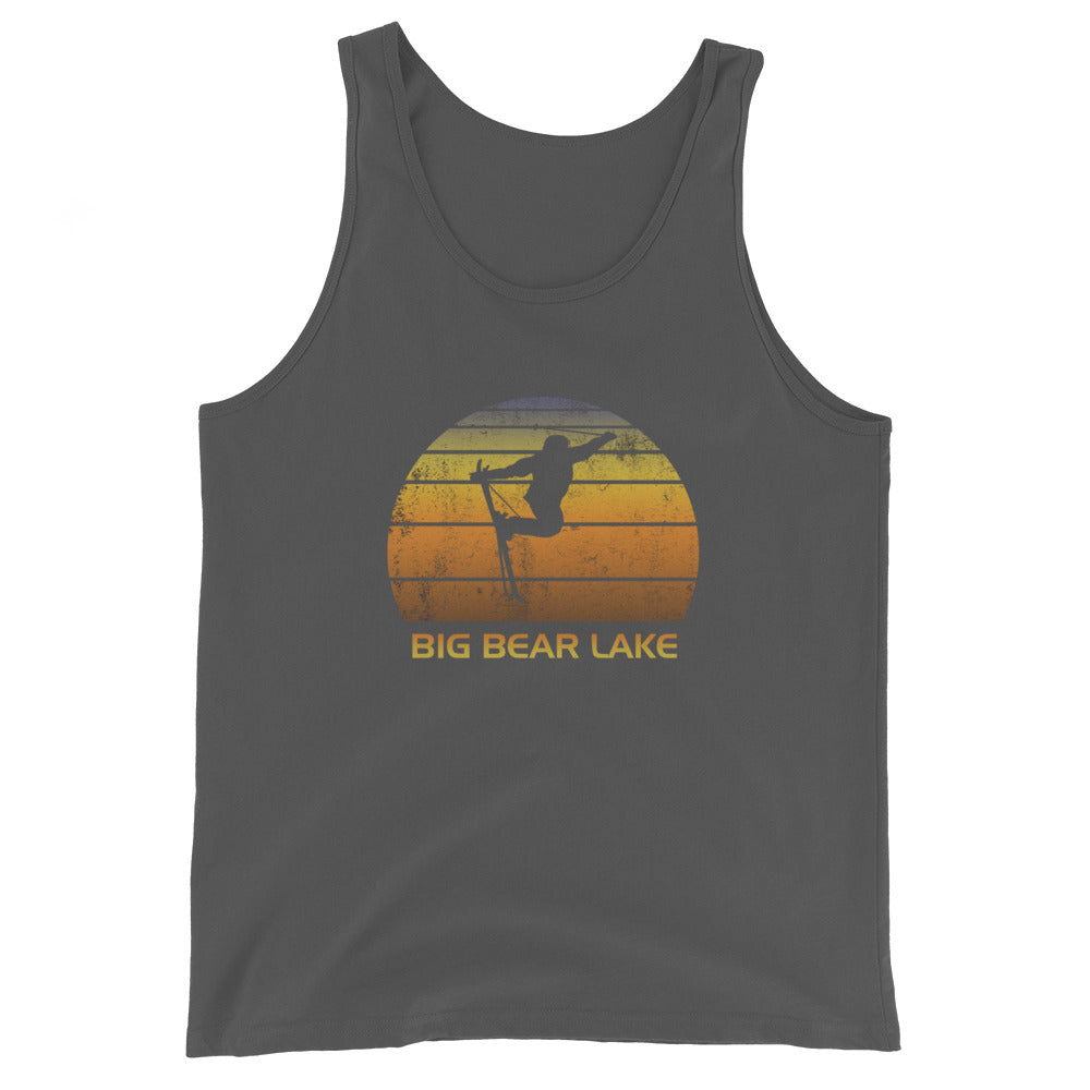 Retro Big Bear Lake California Unisex Tank Top Ski Fan Skier Skiing Sunset Vintage Sunrise