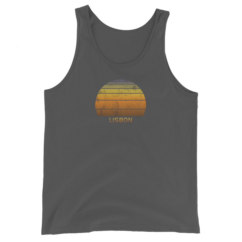 Retro Lisbon Portugal Vintage Sunset Unisex Tank Top Vacation Souvenir