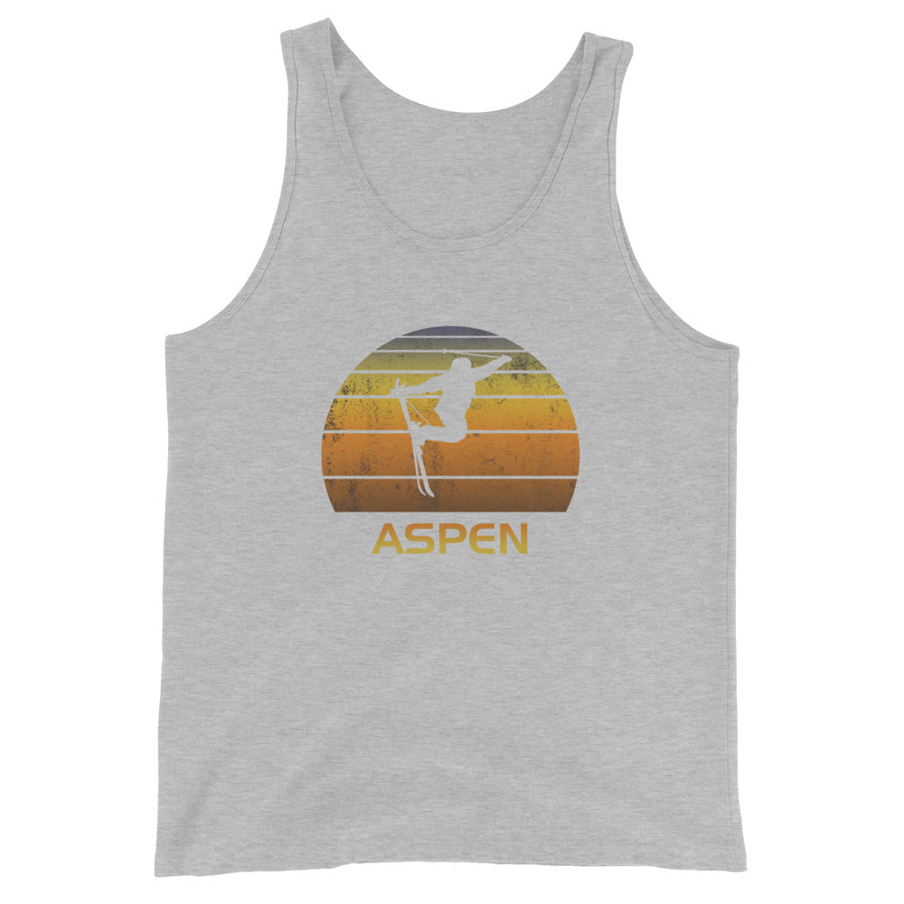 Retro Aspen Ski Fan Skier Sunset Vintage Unisex Tank Top