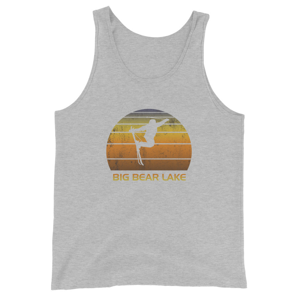 Retro Big Bear Lake California Unisex Tank Top Ski Fan Skier Skiing Sunset Vintage Sunrise