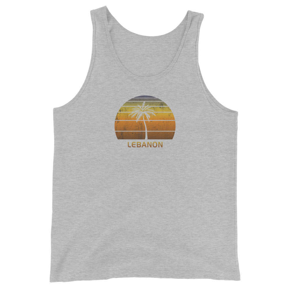 Retro Lebanon Vintage Sunset Beach Vacation Souvenir Unisex Tank Top