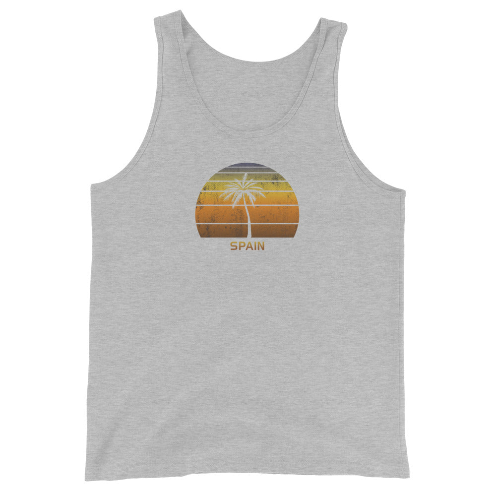 Retro Spain Vintage Sunset Beach Vacation Souvenir Unisex Tank Top