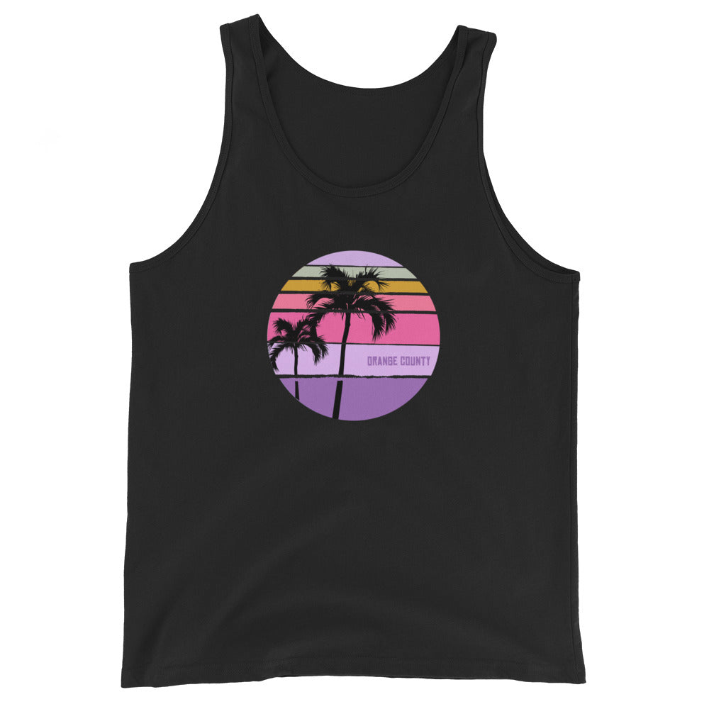 Cool Orange County California Palm Tree Artistic Vacation Souvenir Unisex Tank Top