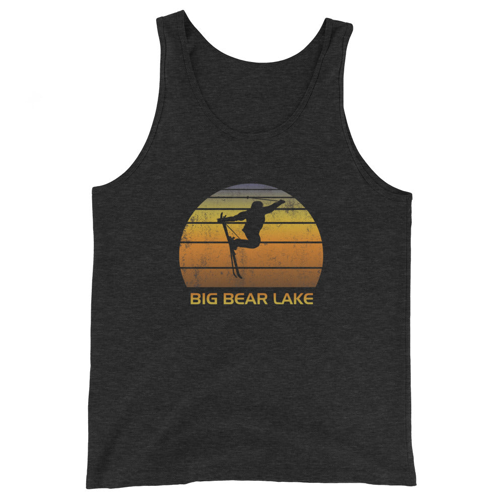 Retro Big Bear Lake California Unisex Tank Top Ski Fan Skier Skiing Sunset Vintage Sunrise
