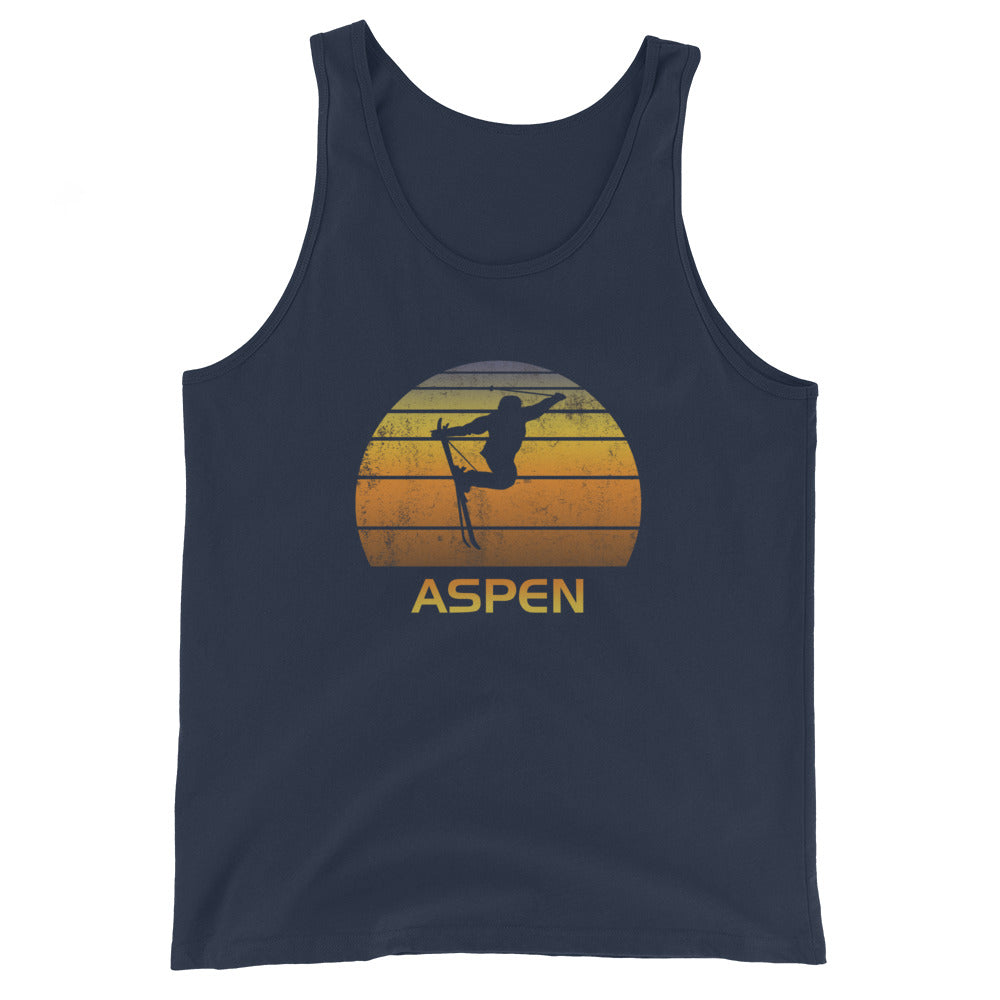 Retro Aspen Ski Fan Skier Sunset Vintage Unisex Tank Top