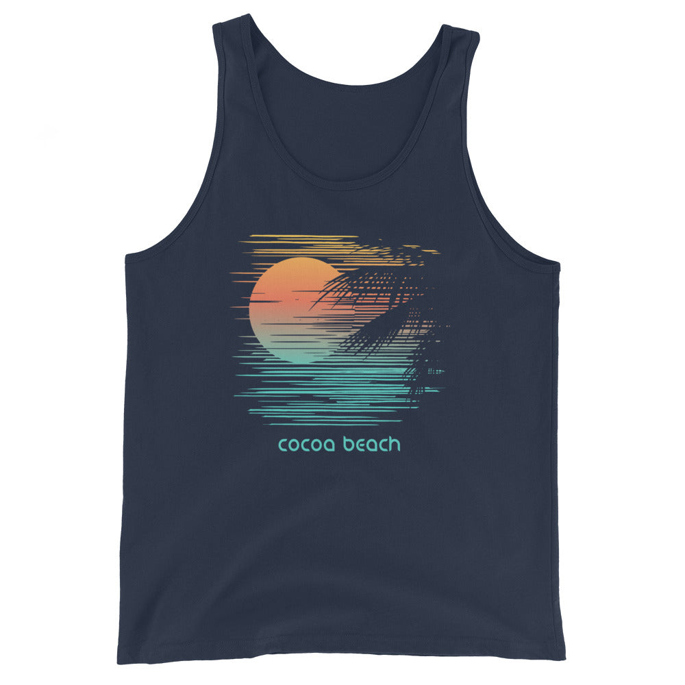 Artistic Cocoa Beach Florida Palm Tree Vacation Souvenir Unisex Tank Top