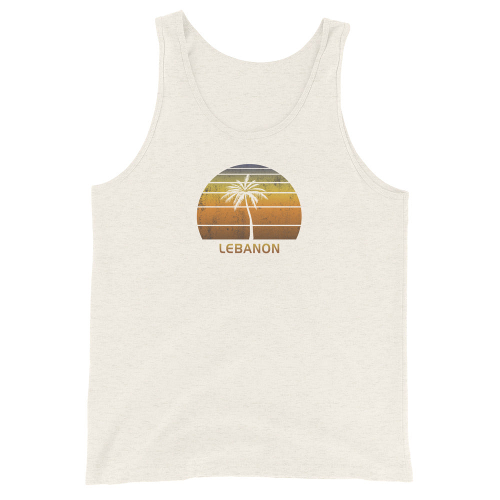 Retro Lebanon Vintage Sunset Beach Vacation Souvenir Unisex Tank Top