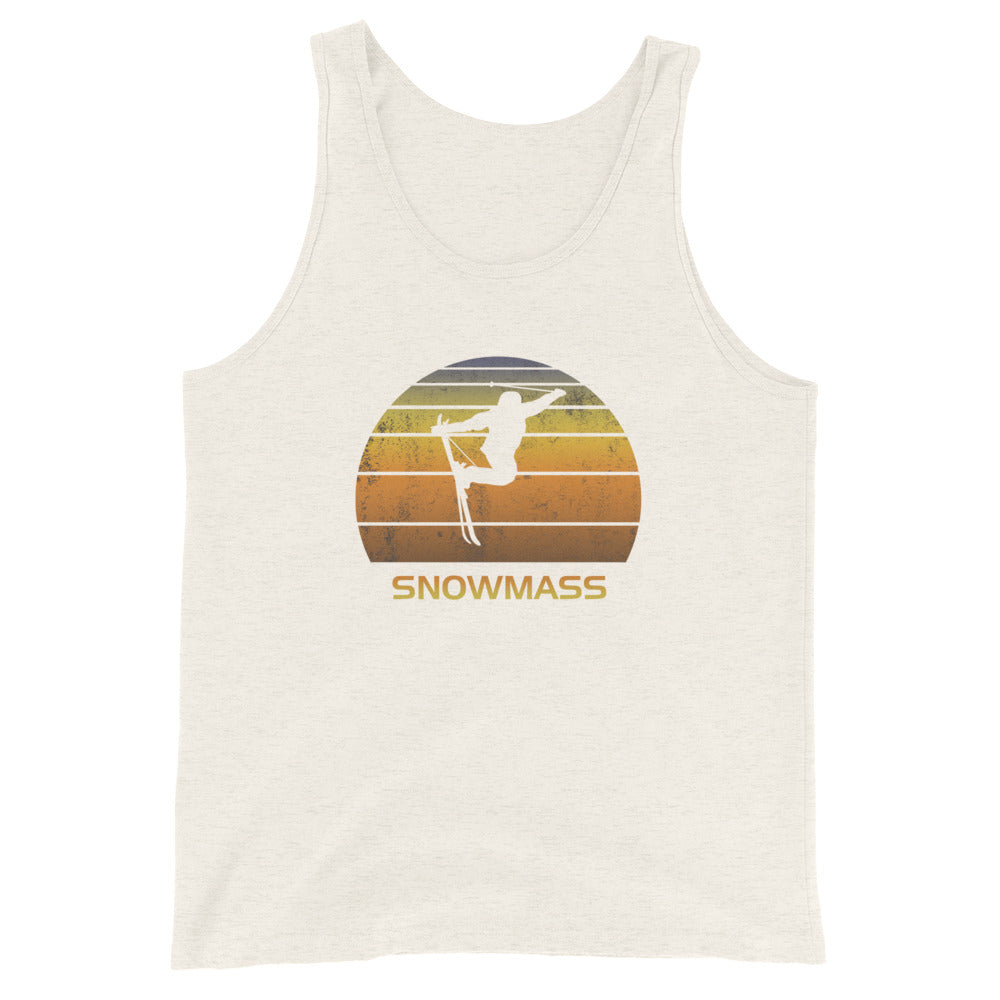 Retro Snowmass Colorado Ski Fan Skier Gift Skiing Sunset Vintage Sunrise Unisex Tank Top