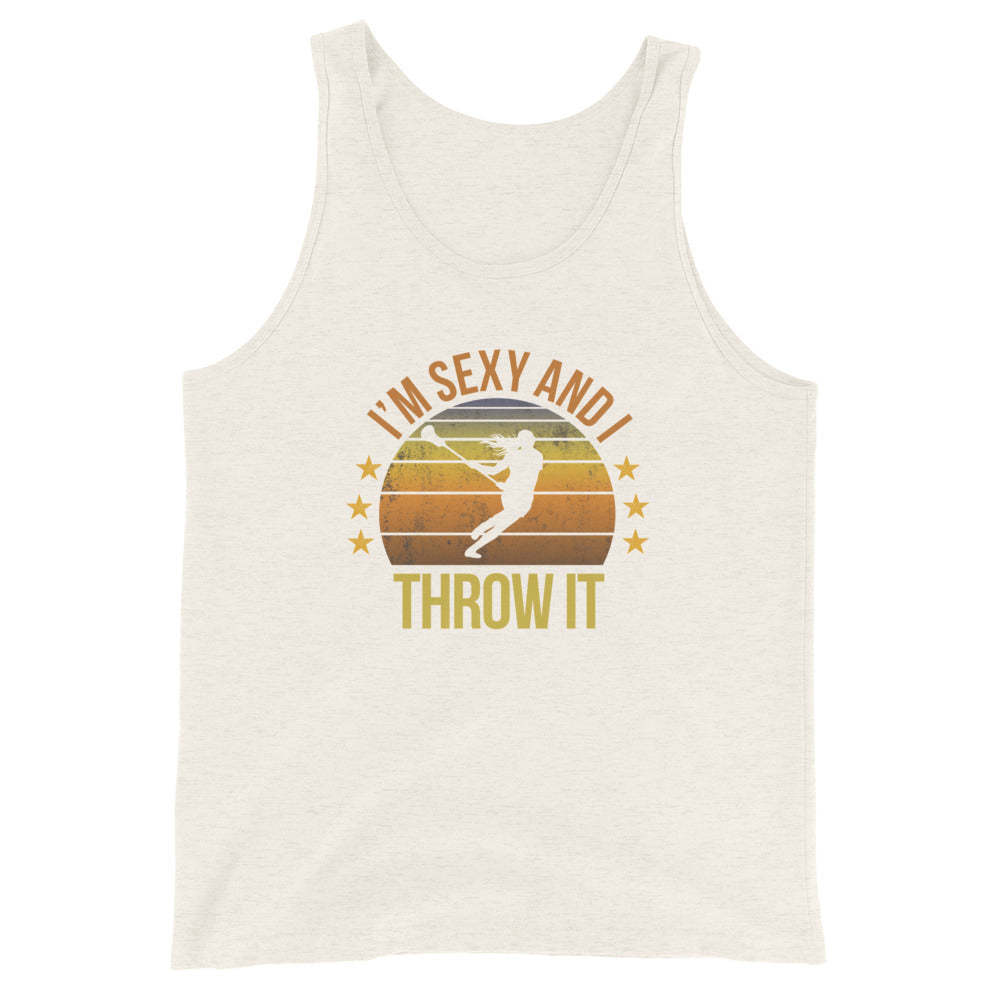 Funny Lacrosse Player Female LAX Unisex Tank Top Fan Quote Joke Sarcastic Phrase