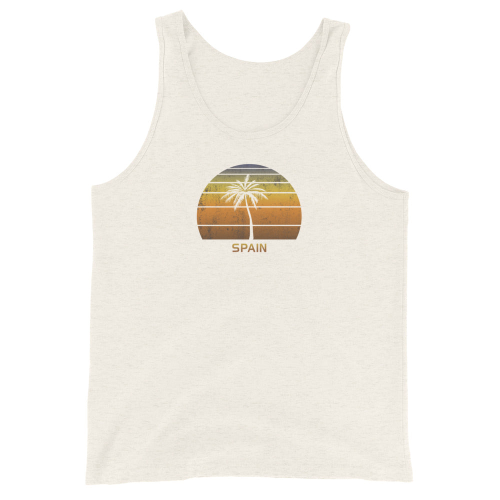 Retro Spain Vintage Sunset Beach Vacation Souvenir Unisex Tank Top