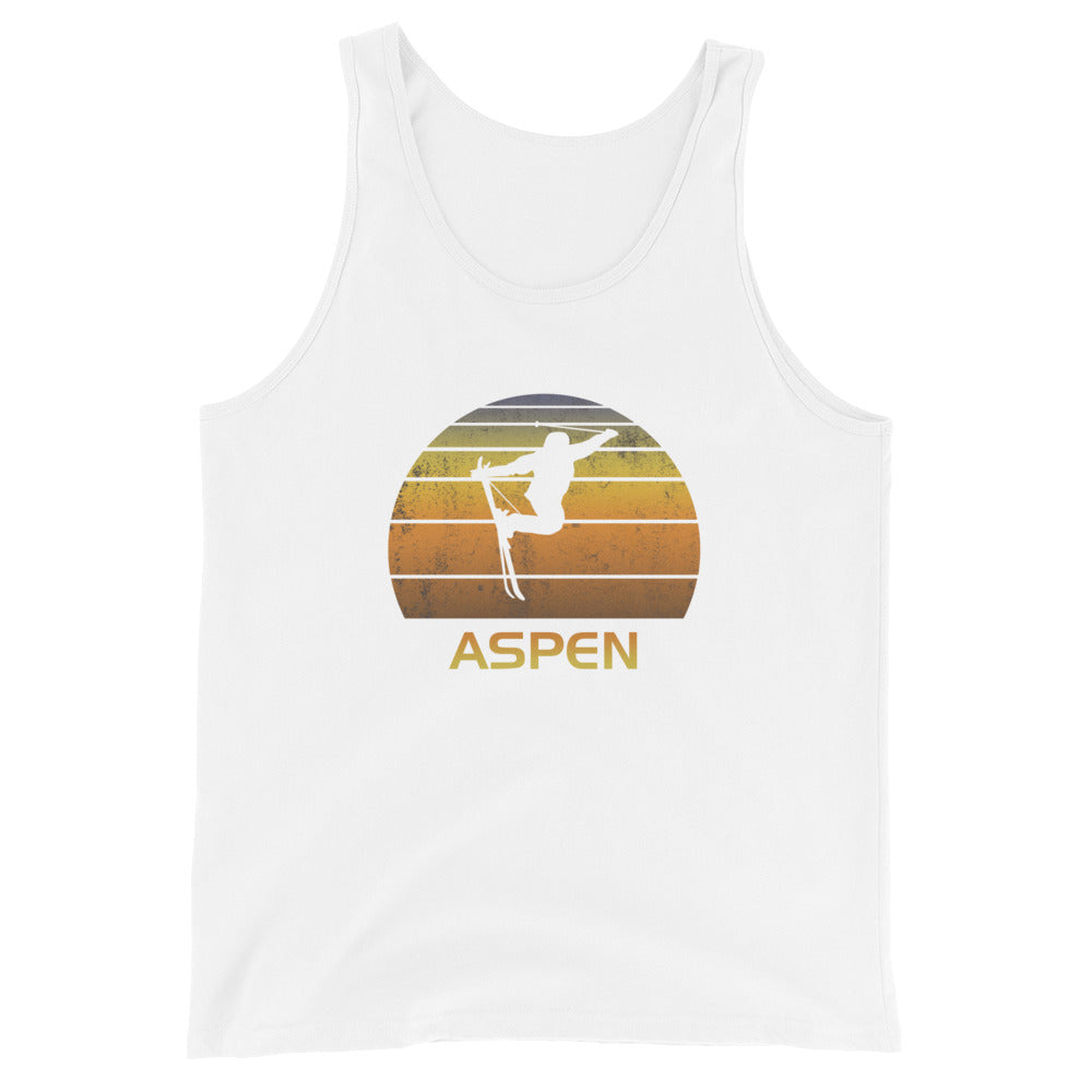 Retro Aspen Ski Fan Skier Sunset Vintage Unisex Tank Top