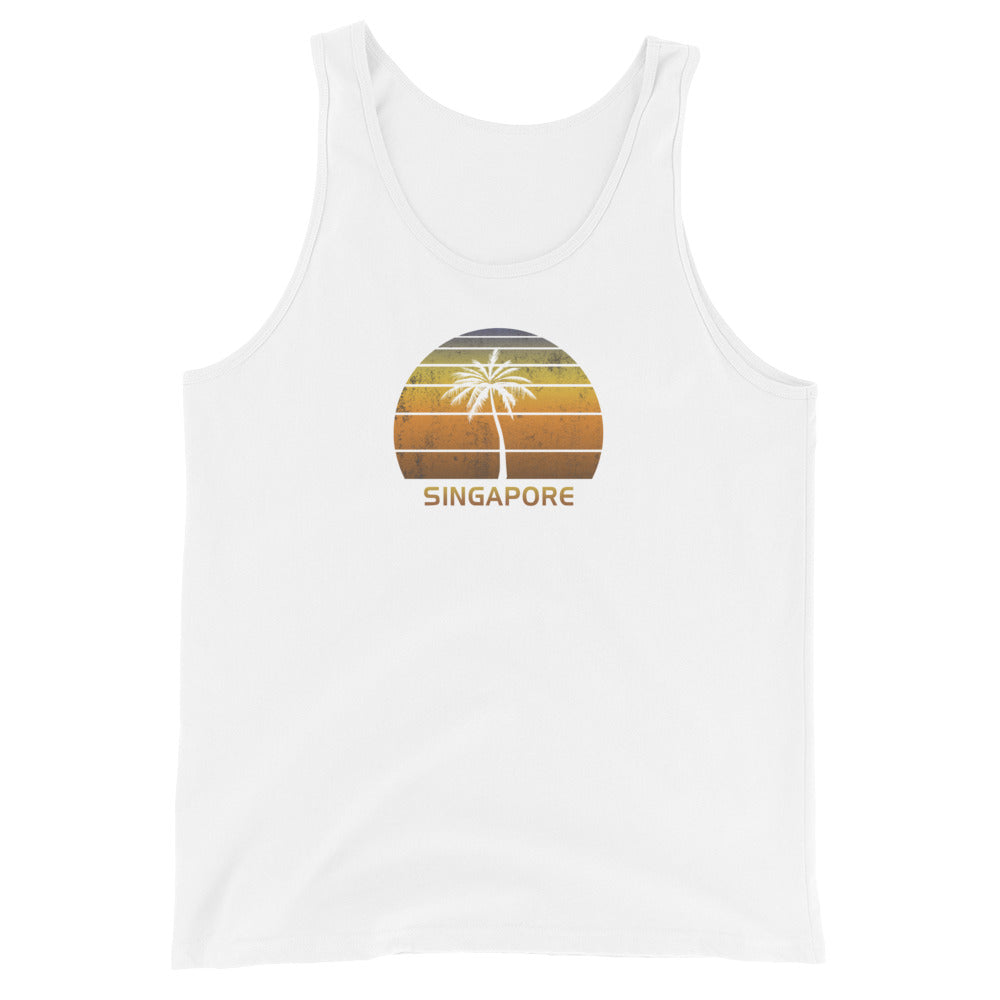 Retro Singapore Malaysia Vintage Sunset Beach Vacation Souvenir Unisex Tank Top
