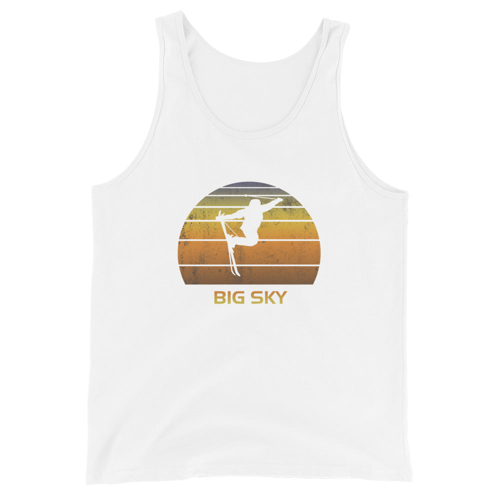 Retro Big Sky Montana Ski Fan Skier Sunset Unisex Tank Top