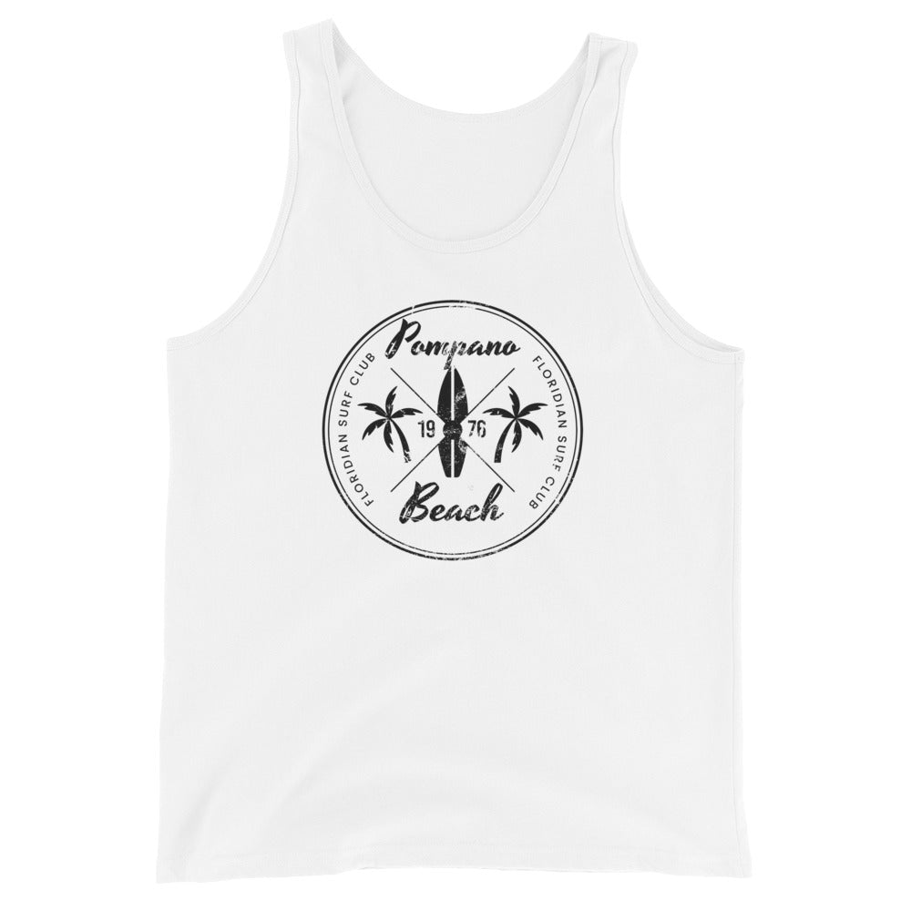 Retro Pompano Beach Florida Surfing Fan Vacation Souvenir Unisex Tank Top