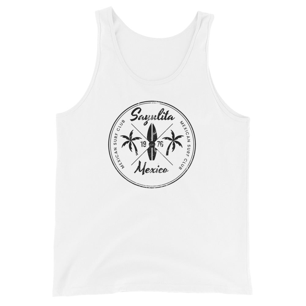 Retro Sayulita Mexico Beach Surfing Fan Vacation Souvenir Unisex Tank Top