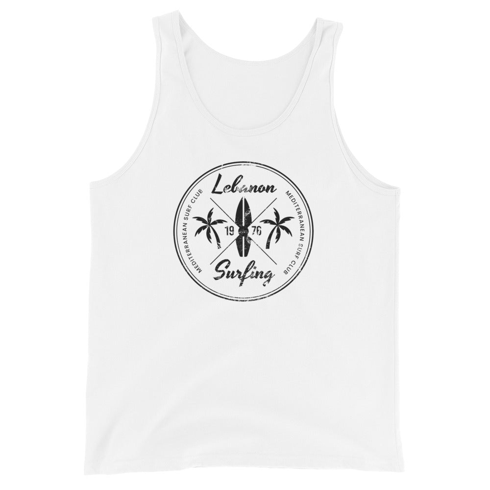 Retro Lebanon Beach Surfing Fan Vacation Souvenir Unisex Tank Top