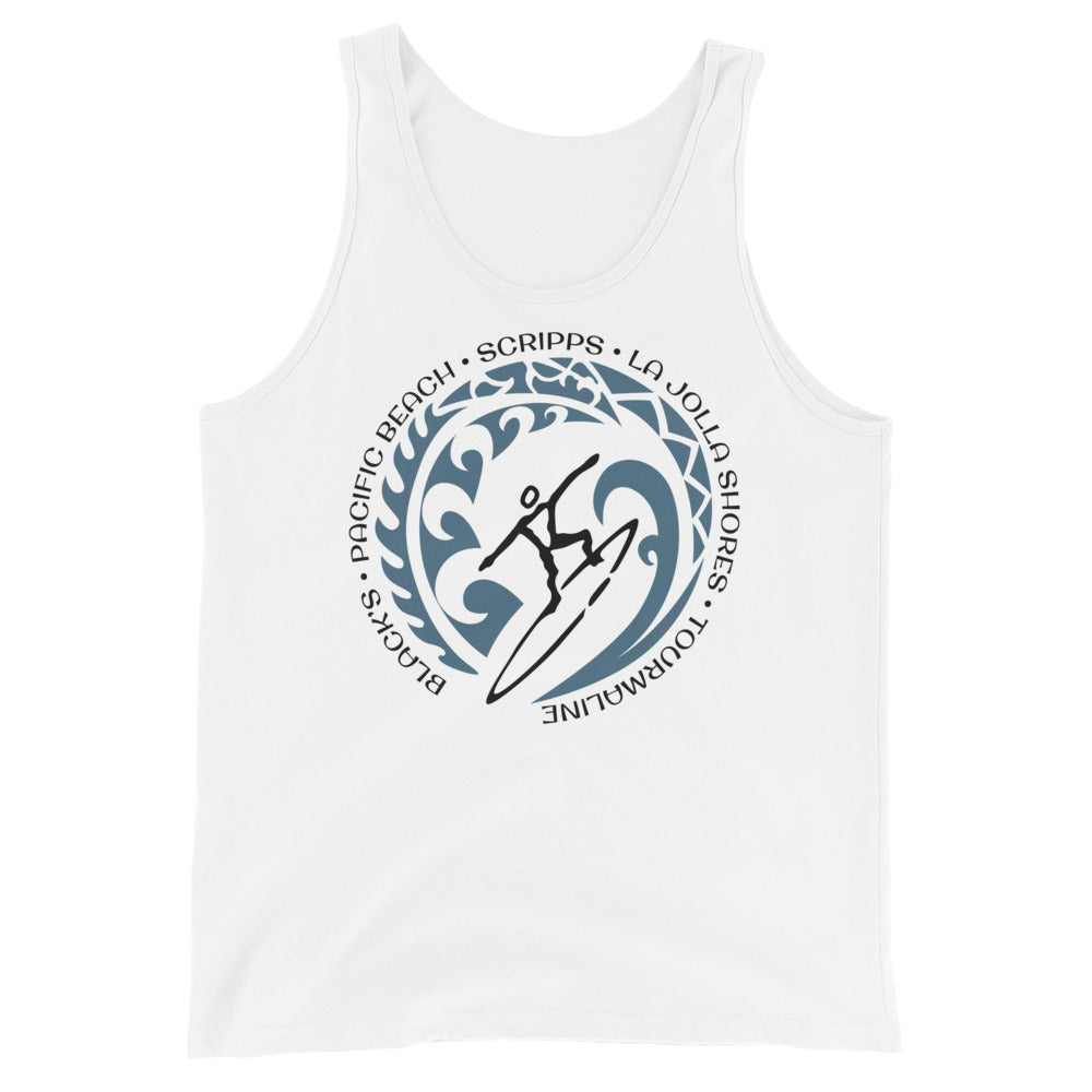 San Diego California Unisex Tank Top Vintage Surfing Fan Lover