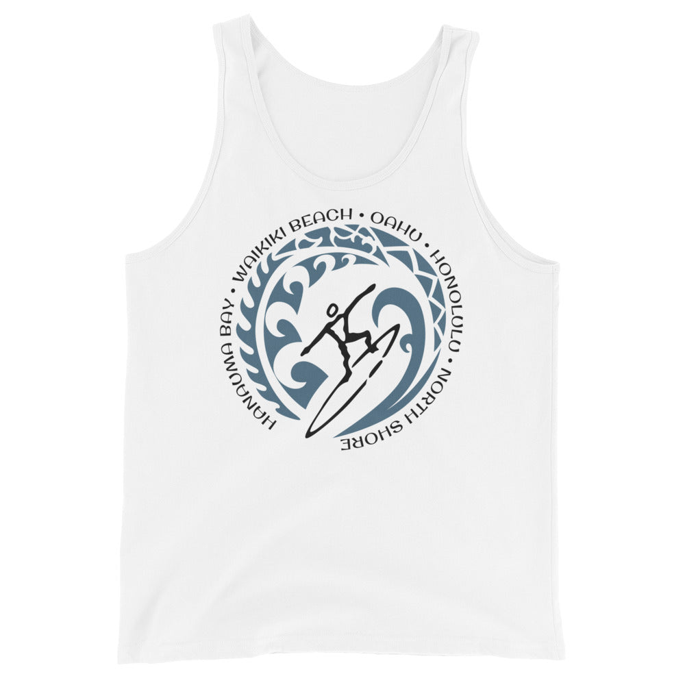 Oahu Hawaii Hawaiian Unisex Tank Top Vintage Surfing Fan Lover