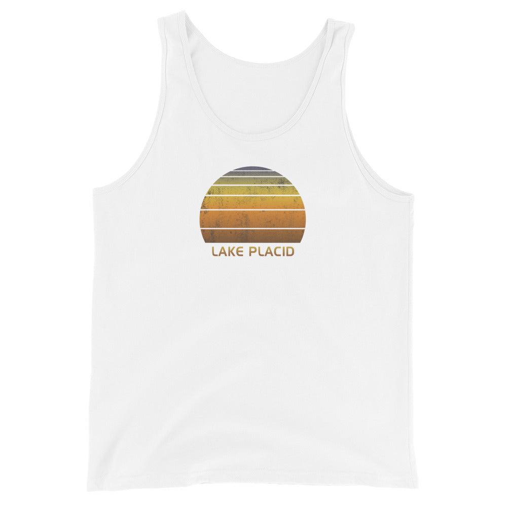 Retro Lake Placid Vintage Sunset Vacation Souvenir Unisex Tank Top