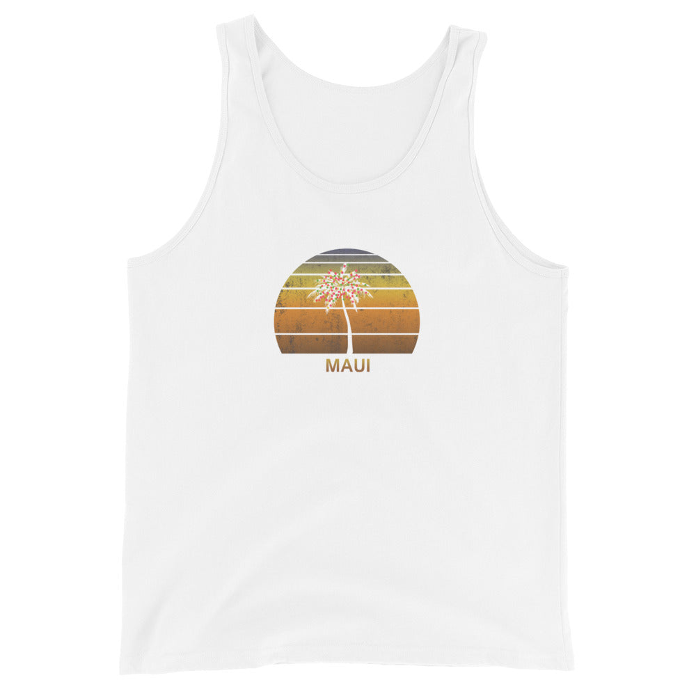 Retro Maui Hawaii Unisex Tank Top Christmas Family Vacation Souvenir Sunset Beach