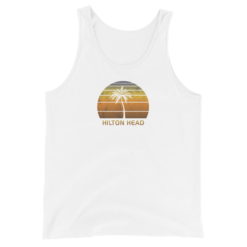 Retro Hilton Head Vintage Sunset Beach Vacation Souvenir Unisex Tank Top