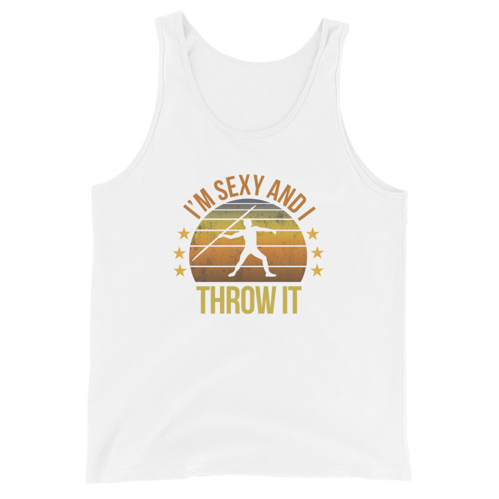Funny Javelin Athlete Track Fan Quote Joke Sarcastic Phrase Unisex Tank Top