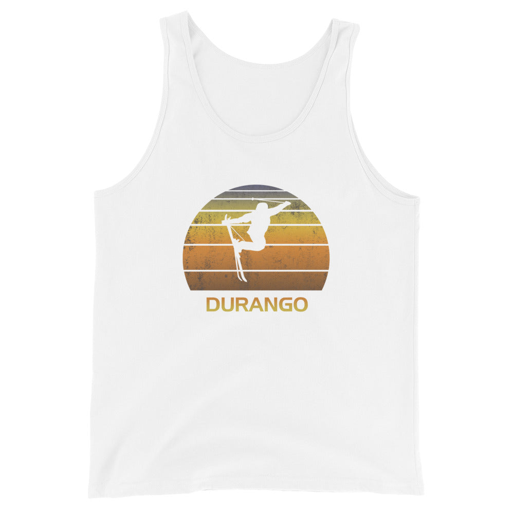 Retro Durango Colorado Ski Fan Skier Gift Skiing Sunset Vintage Sunrise Unisex Tank Top