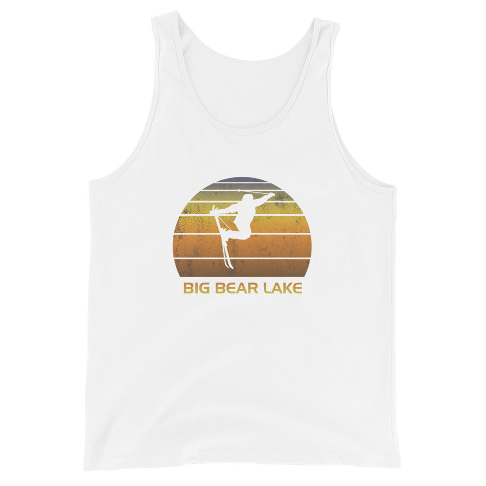 Retro Big Bear Lake California Unisex Tank Top Ski Fan Skier Skiing Sunset Vintage Sunrise