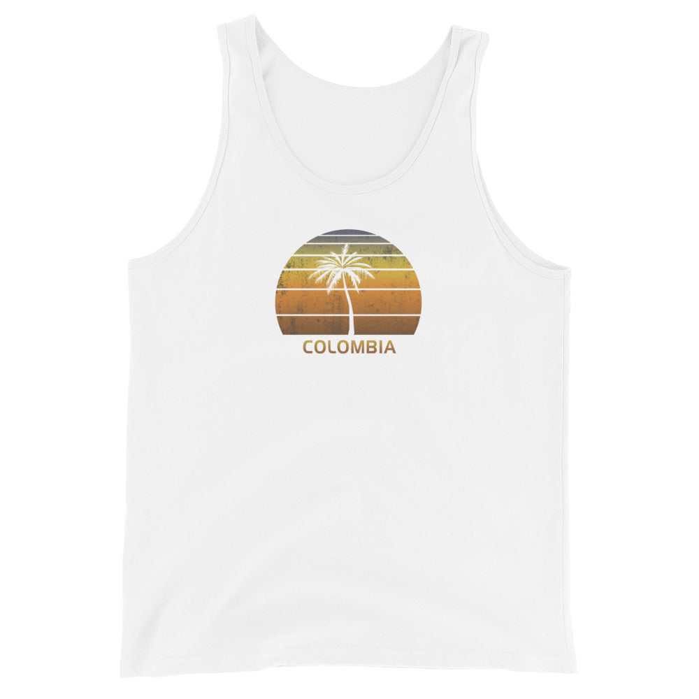 Retro Colombia Vintage Sunset Beach Vacation Souvenir Unisex Tank Top