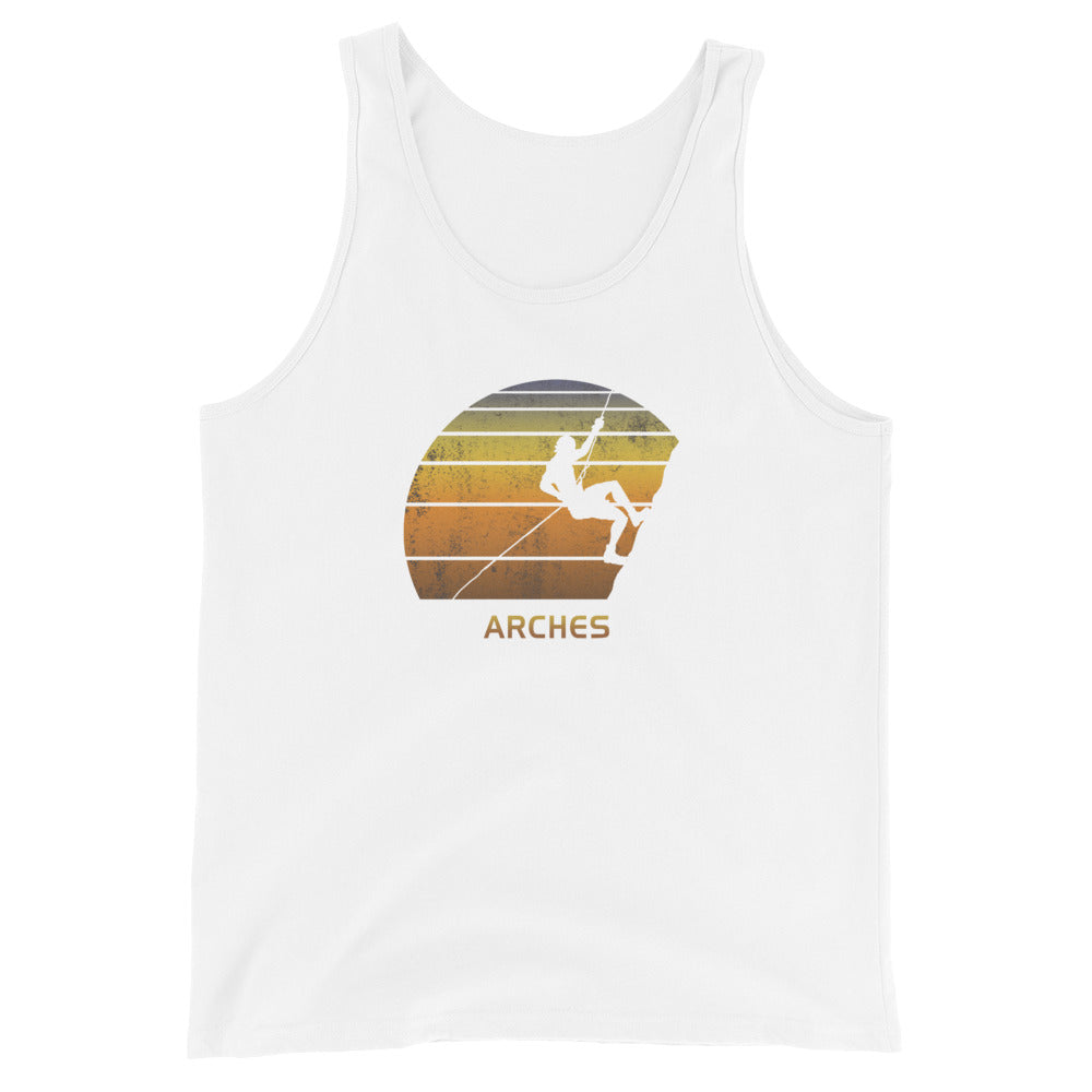 Retro Arches National Park Utah Unisex Tank Top Rock Climbing Fan Bouldering Climber