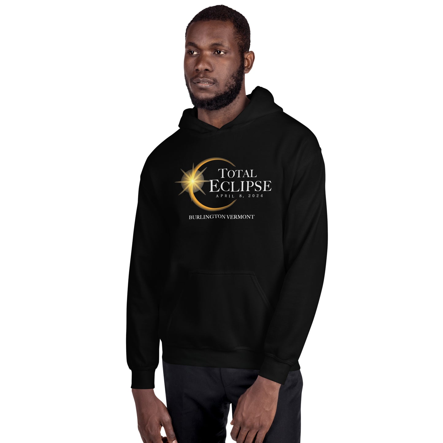 Burlington Vermont 2024 Eclipse Solar April 8 Souvenir Cool Unisex Hoodie Top Sweatshirt