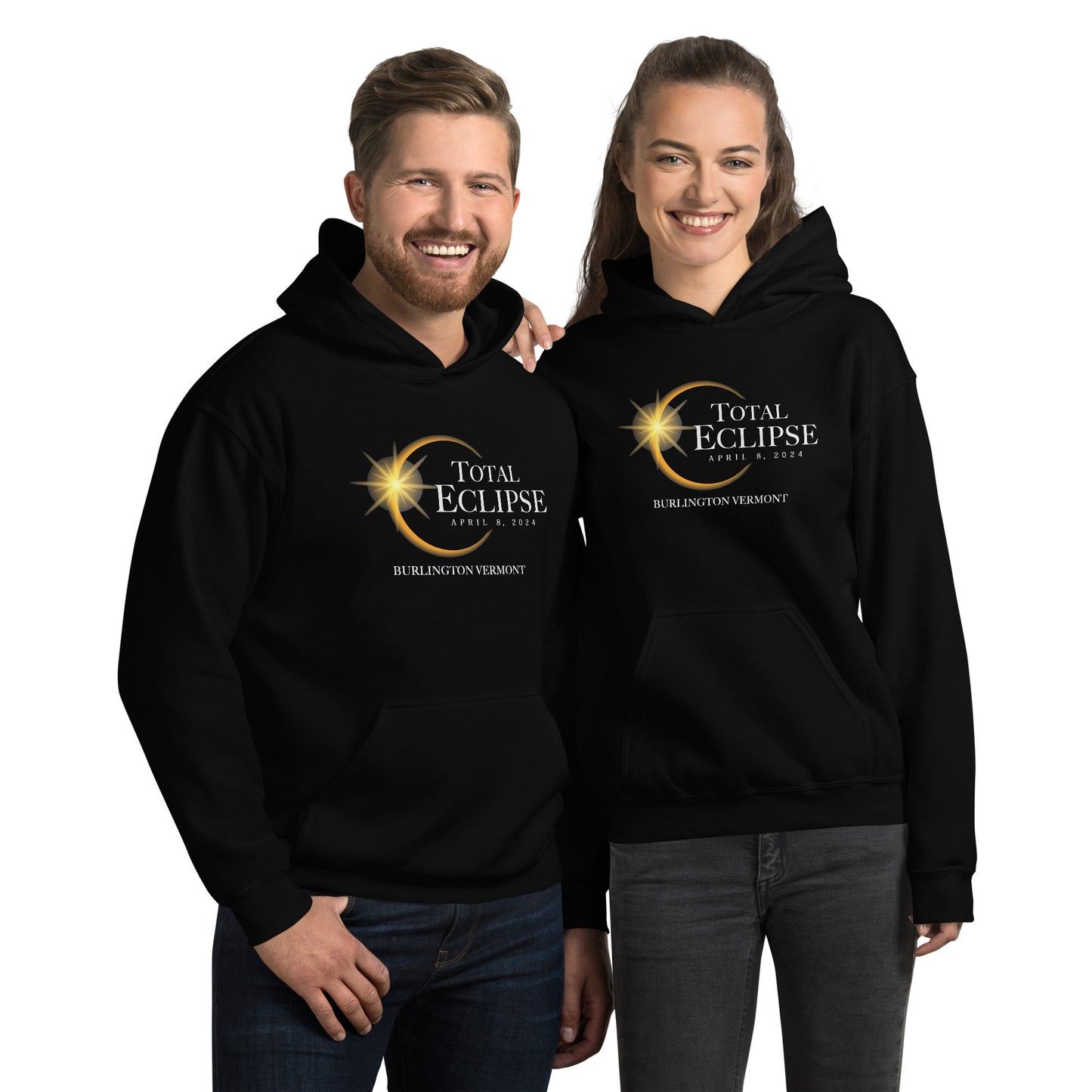 Burlington Vermont 2024 Eclipse Solar April 8 Souvenir Cool Unisex Hoodie Top Sweatshirt