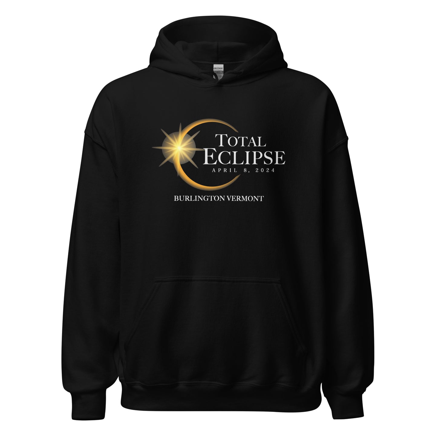 Burlington Vermont 2024 Eclipse Solar April 8 Souvenir Cool Unisex Hoodie Top Sweatshirt