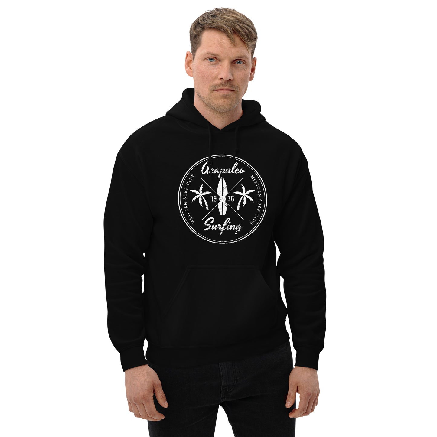 Retro Acapulco Mexico Beach Vacation Souvenir Surfing Fan Unisex Hoodie Top Sweatshirt