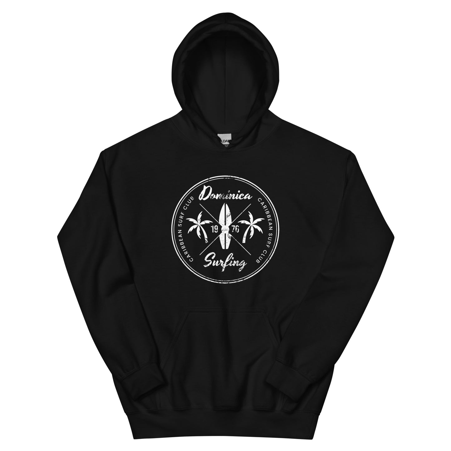 Retro Dominica Beach Vacation Souvenir Surfing Fan Unisex Hoodie Top Sweatshirt