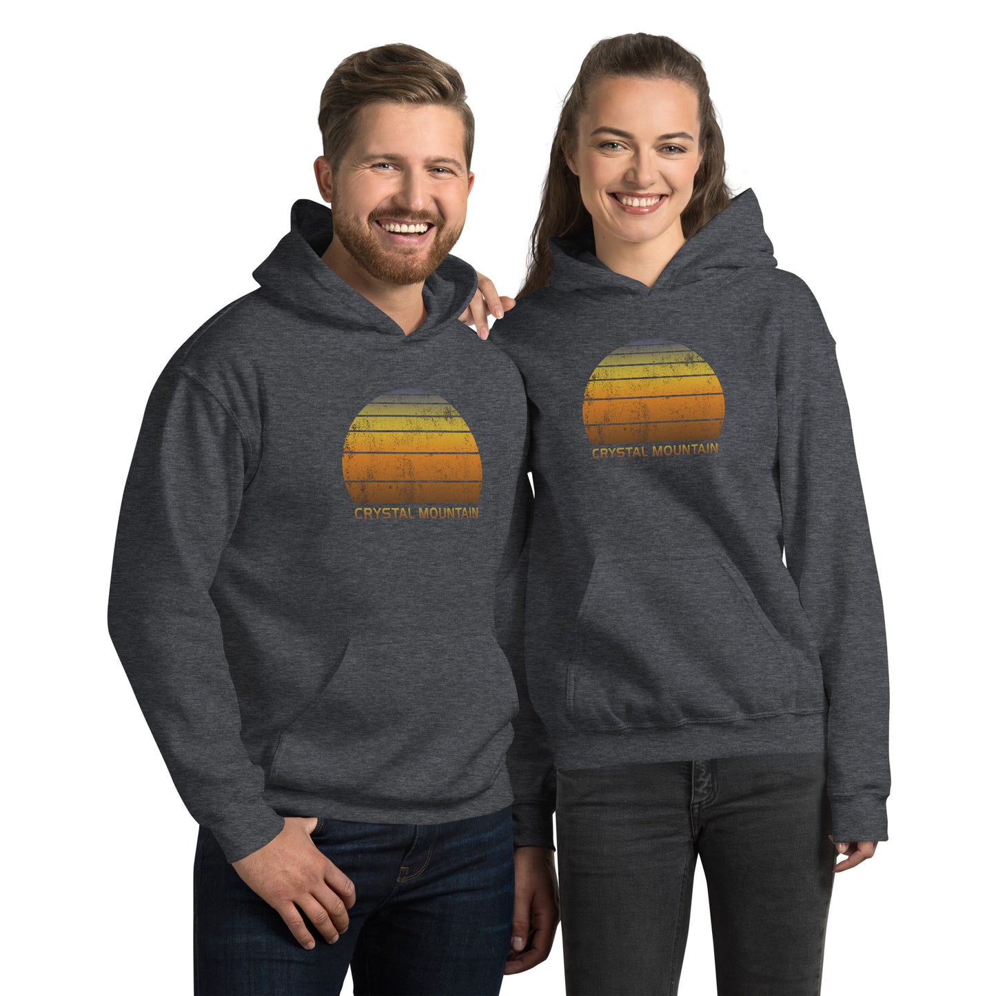 Retro Crystal Mountain Vintage Sunset Vacation Souvenir Ski Unisex Hoodie Top Sweatshirt