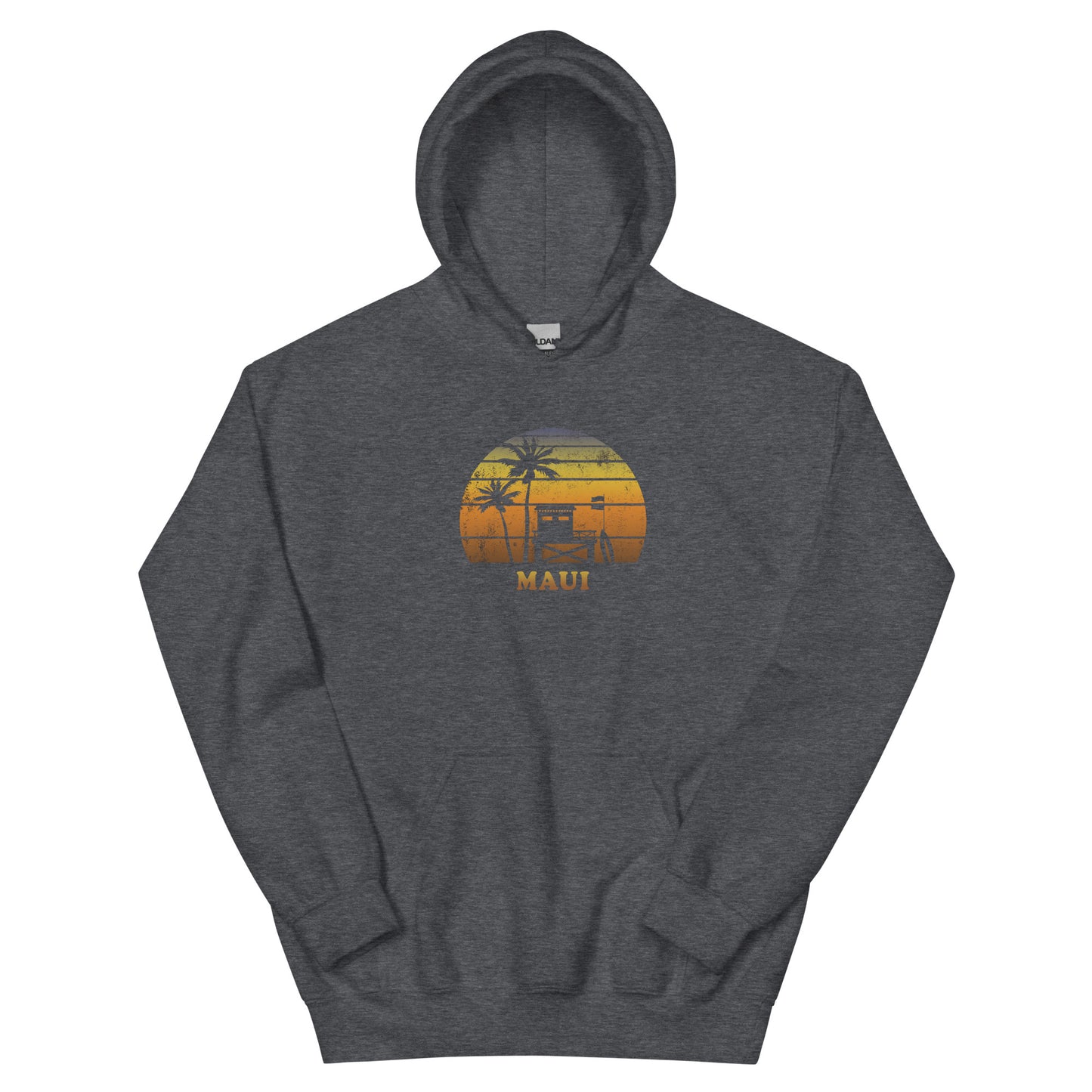 Retro Maui Hawaii Unisex Hoodie Top Sweatshirt Beach Sunset Surfing Palm Tree Vacation Souvenir