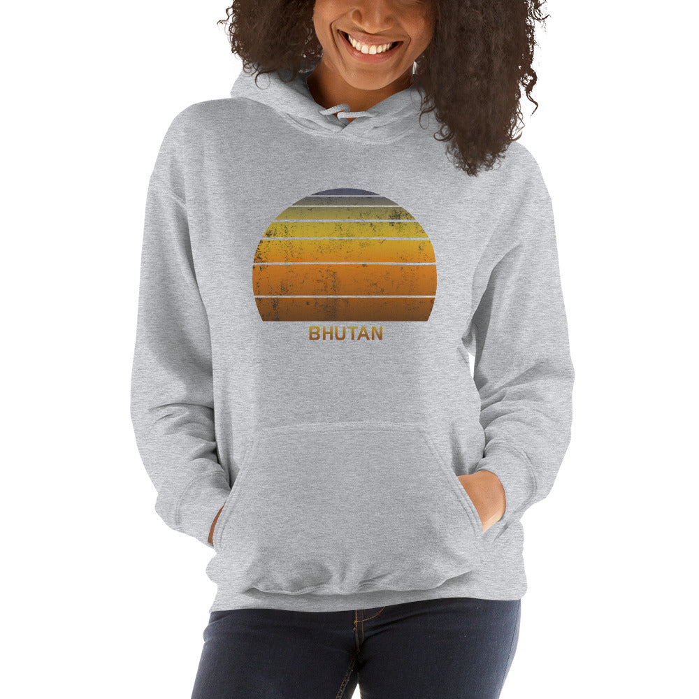 Retro Bhutan Sunset Native African Vacation Souvenir Stylish Unisex Hoodie Top Sweatshirt
