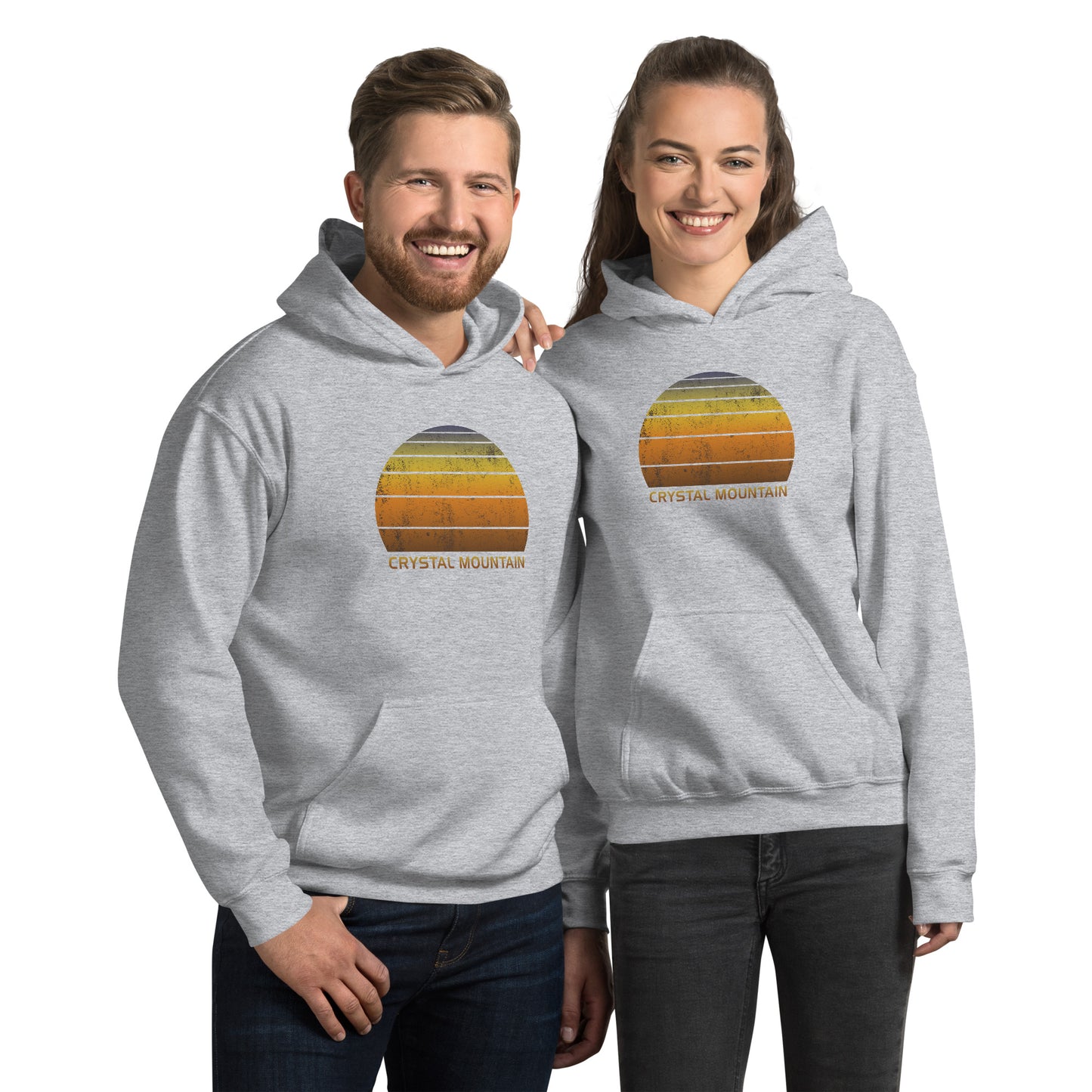 Retro Crystal Mountain Vintage Sunset Vacation Souvenir Ski Unisex Hoodie Top Sweatshirt
