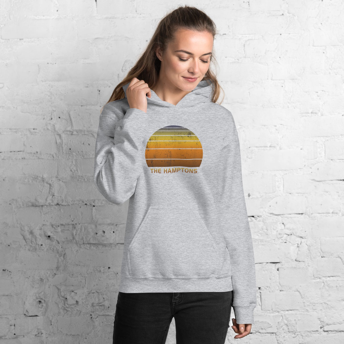 Retro The Hamptons Vintage Sunset Vacation Souvenir Unisex Hoodie Top Sweatshirt