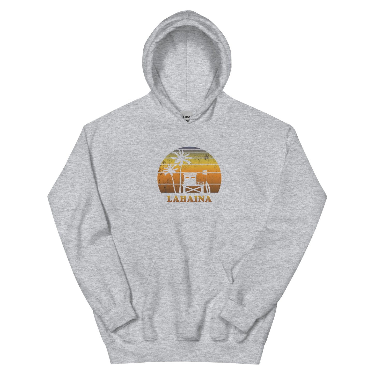 Retro Lahaina Maui Hawaii Sunset Surfing Palm Tree Vacation Souvenir Unisex Hoodie Top Sweatshirt