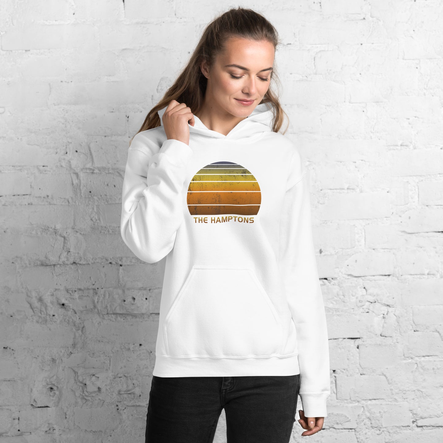 Retro The Hamptons Vintage Sunset Vacation Souvenir Unisex Hoodie Top Sweatshirt