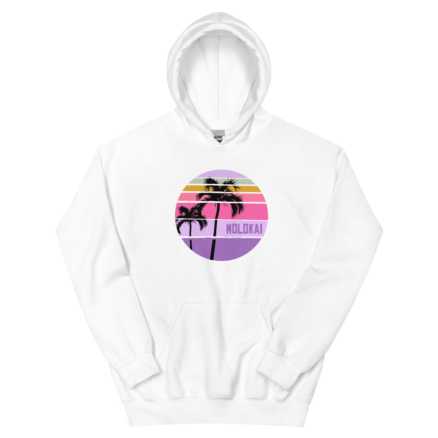 Cool Molokai Hawaii Palm Tree Artistic Vacation Souvenir Unisex Hoodie Top Sweatshirt