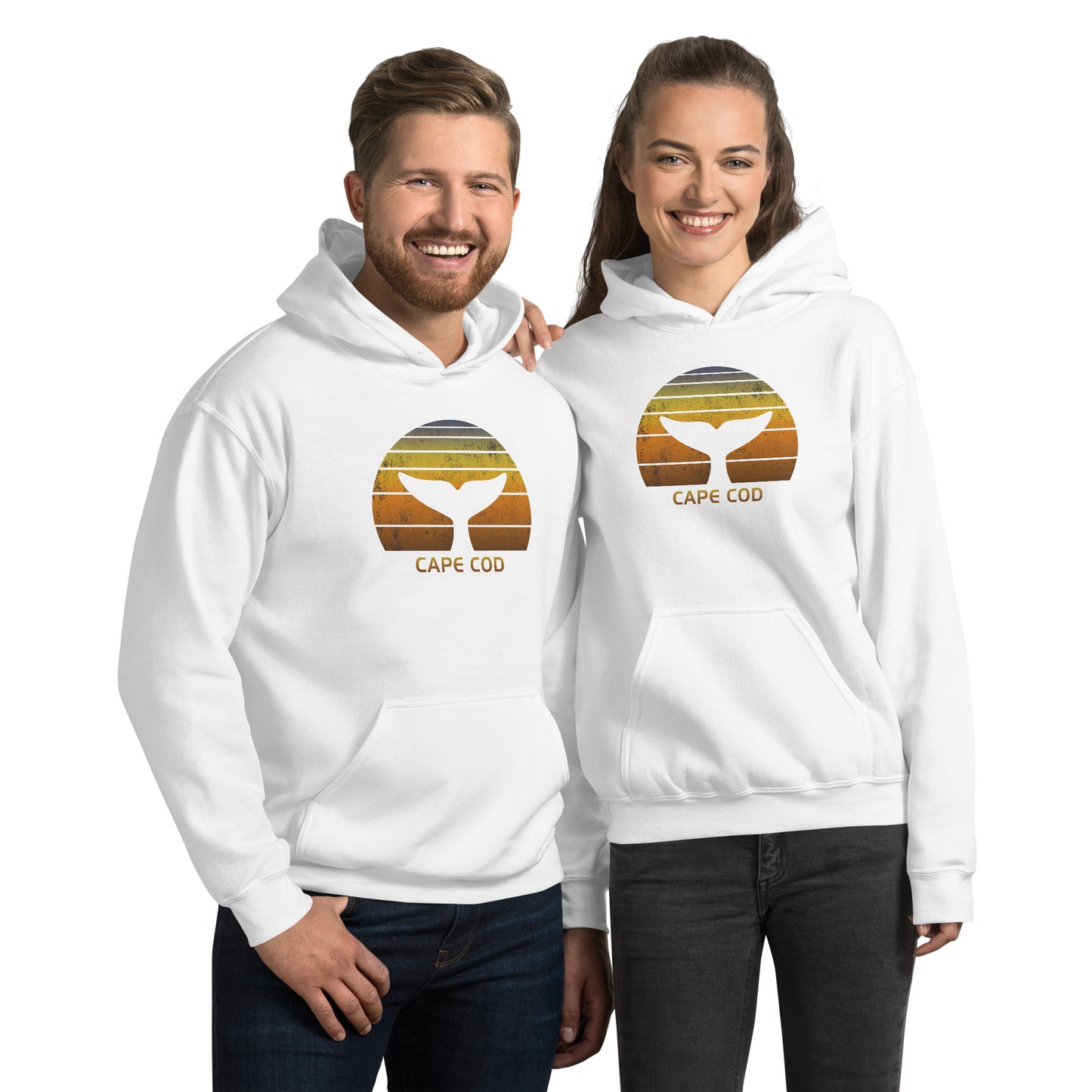 Cape Cod Massachusetts Whale Watching Fan Retro Sunset Unisex Hoodie Top Sweatshirt