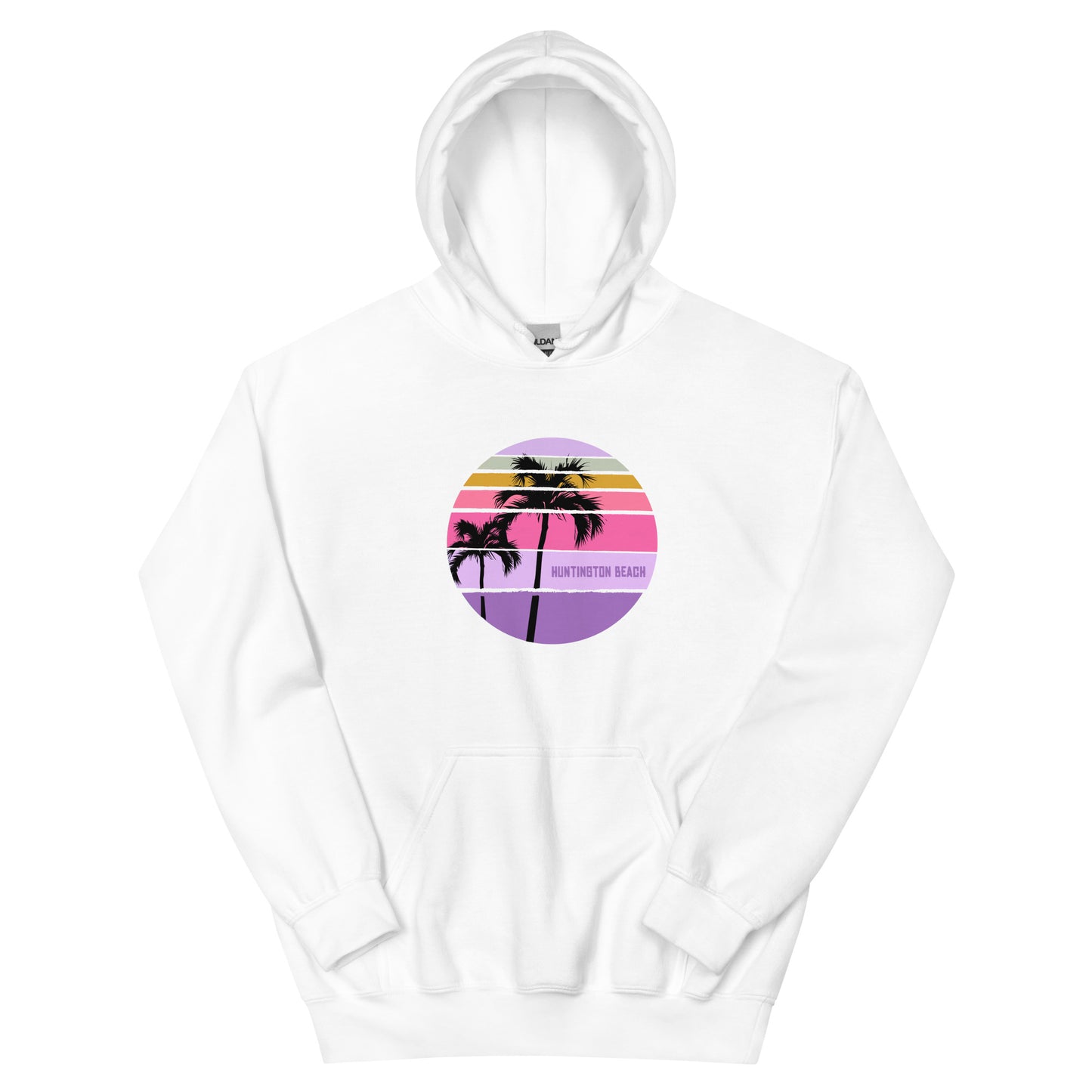 Cool Huntington Beach California Palm Tree Artistic Vacation Souvenir Unisex Hoodie Top Sweatshirt