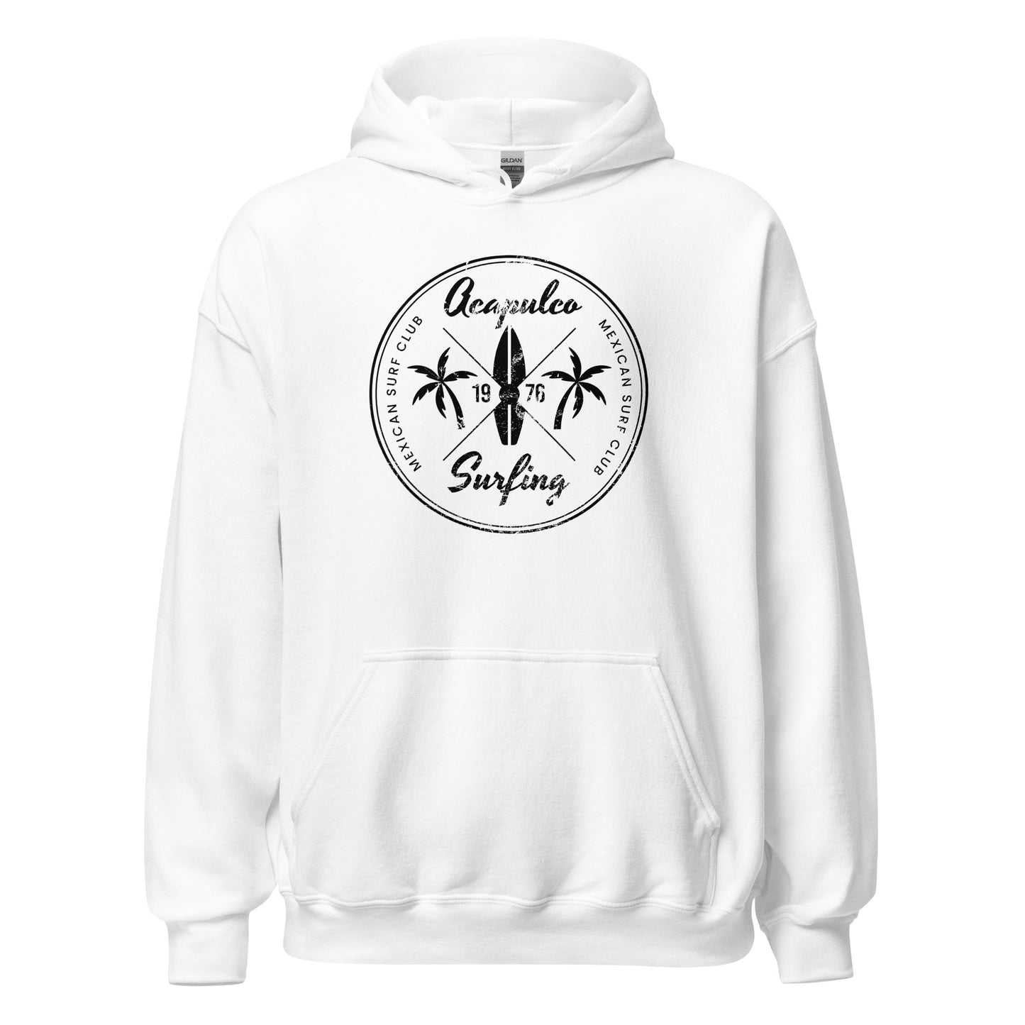 Retro Acapulco Mexico Beach Surfing Fan Vacation Souvenir Unisex Hoodie Top Sweatshirt