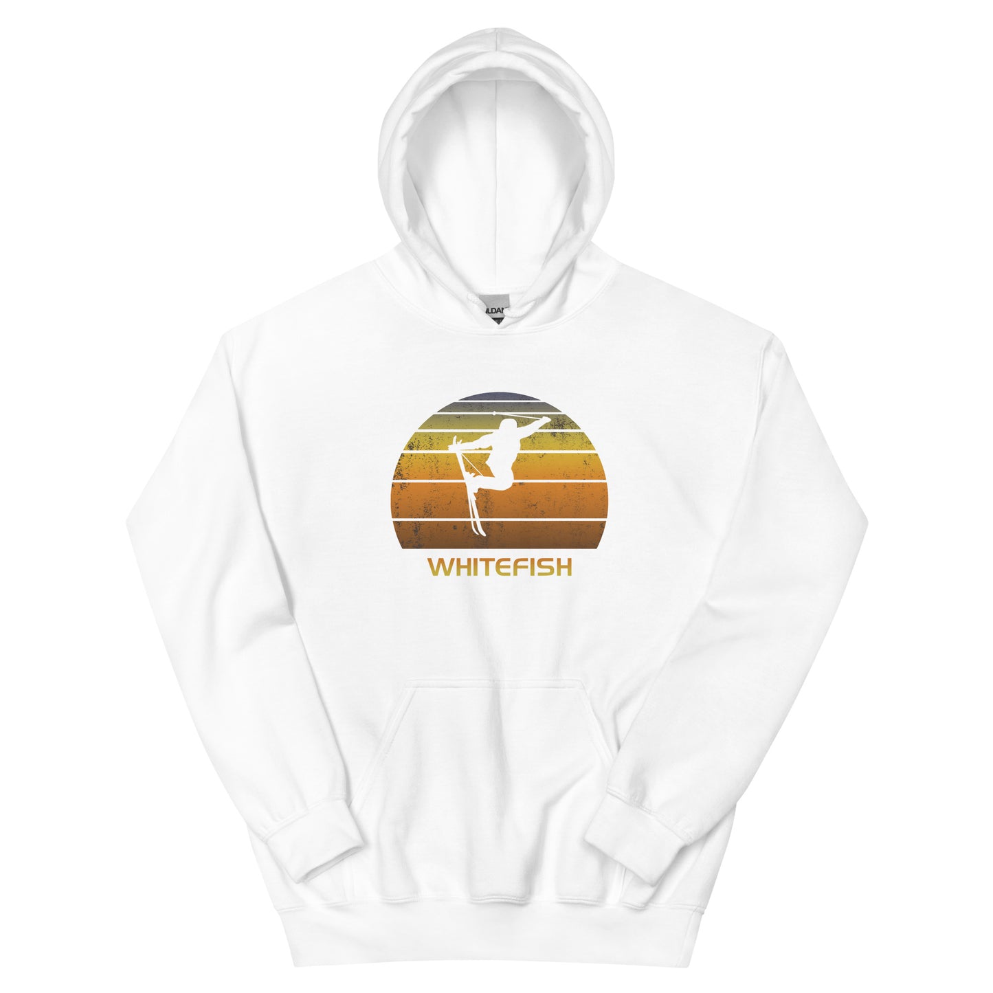 Retro Whitefish Montana Ski Fan Skier Skiing Sunset Vintage Sunrise Unisex Hoodie Top Sweatshirt
