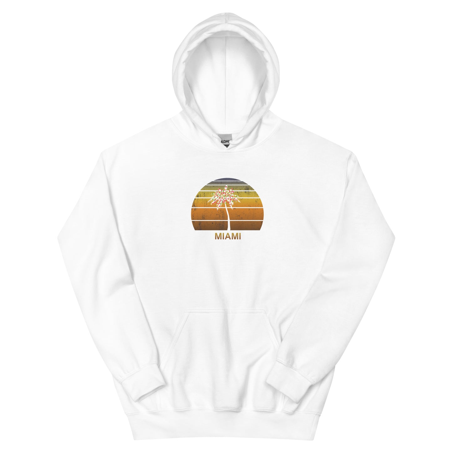 Retro Miami Florida Christmas Family Vacation Souvenir Sunset Beach Unisex Hoodie Top Sweatshirt